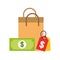 Paper bag tag price money banknote online shopping