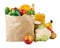 Paper bag with various food - fresh vegetables, fruits and bread