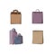 Paper bags for carrying goods and products, for purchases and deliveries. Vector illustration in sketch style and hand