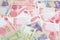 paper banknotes of various denominations, Chinese yuan , business