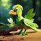Paper Bird Puzzle: Cute Green Archaeopteryx For Little Children