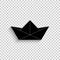 Paper boat - black vector icon