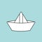 Paper boat isolated. ship made of paper children toy. Vector ill