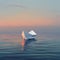 Paper boat on water, simplicity, wide shot, twilight hues , super realistic