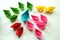 Paper boats, Colorful origami paper ships.