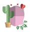 Paper cactus with hearts digital craft