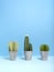 Paper cactuses on blue background.