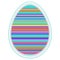 Paper card template with multicolor striped easter egg