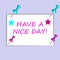 Paper card with text and color 3D pins isolated on purple background