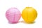 Paper chinese lanterns on white background