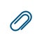 Paper Clip Blue Icon On White Background. Blue Flat Style Vector Illustration