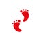 Paper clipped sticker Footprint symbol. Isolated illustration icon