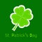 Paper clover leaf. Dash line. Happy St. Patricks d