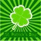 Paper clover leaf. Sunburst background. Dash line.