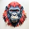 Paper Craft Gorilla Head With Precisionist Art Style