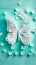 Paper craft illustration of white buterfly in aquamarine background color