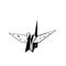 Paper crane origami craft figure. Ink drawing with hand drawn stars sky. Monochrome tattoo design, modern elelment for