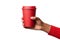 Paper Cup in Hands Isolated, Hand Holds Cup, Coffee Mug, Teacup, Hot Beverage Mockup, Grey Cup in Arms