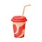 Paper Cup with Straw, Soda, Juice or Milkshake Beverage, Fast Food Vector Illustration