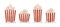 Paper cups set full of popcorn isolated. Vector