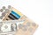 Paper currency, coins and credit cards in purse, Business and sa
