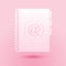 Paper cut Address book icon isolated on pink background. Notebook, address, contact, directory, phone, telephone book