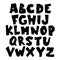 Paper cut Alphabet. Modern simple hand drawn black font. Cute kids poster. Capital bold letters in childish graphic