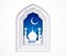 Paper cut arabian mosque islamic window, ramadan