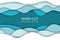 Paper cut background. Blue river wave papercut trendy design. Vector origami ocean waves