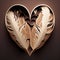 Paper Cut Beautiful Feathers Forming Heart Shape. 3D Render Love