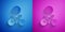 Paper cut Bicycle rental mobile app icon isolated on blue and purple background. Smart service for rent bicycles in the