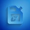 Paper cut Bio fuel canister icon isolated on blue background. Eco bio and barrel. Green environment and recycle. Paper