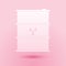 Paper cut Biological hazard or biohazard barrel icon isolated on pink background. Radioactive garbage emissions, danger