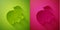 Paper cut Biological structure icon isolated on green and pink background. Genetically modified organism and food. Paper