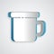 Paper cut Camping metal mug icon isolated on grey background. Paper art style. Vector Illustration