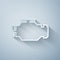 Paper cut Check engine icon isolated on grey background. Paper art style