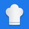 Paper cut Chef hat icon isolated on blue background. Cooking symbol. Cooks hat. Paper art style. Vector Illustration