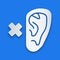 Paper cut Deafness icon isolated on blue background. Deaf symbol. Hearing impairment. Paper art style. Vector