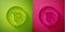 Paper cut Fahrenheit icon isolated on green and pink background. Paper art style. Vector