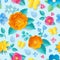 Paper cut flower pattern. Spring orange poppy, wildflower, leaves and butterfly. Meadow blossom 3d origami. Floral vector seamless