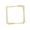 Paper cut gold frame with realistic shadow. Two golden inclined square frames lie one on another. Vector card