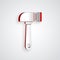 Paper cut Hammer icon isolated on grey background. Tool for repair. Paper art style. Vector Illustration