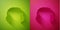 Paper cut Headphones icon isolated on green and pink background. Support customer service, hotline, call center, faq