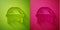 Paper cut Hockey helmet icon isolated on green and pink background. Paper art style. Vector