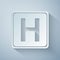 Paper cut Hospital sign icon isolated on grey background. Paper art style
