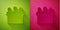 Paper cut Jurors icon isolated on green and pink background. Paper art style. Vector