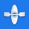 Paper cut Kayak and paddle icon isolated on blue background. Kayak and canoe for fishing and tourism. Outdoor activities
