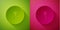 Paper cut Keyhole icon isolated on green and pink background. Key of success solution. Keyhole express the concept of