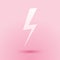 Paper cut Lightning bolt icon isolated on pink background. Flash icon. Charge flash icon. Thunder bolt. Lighting strike