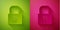 Paper cut Lock with bitcoin icon isolated on green and pink background. Cryptocurrency mining, blockchain technology